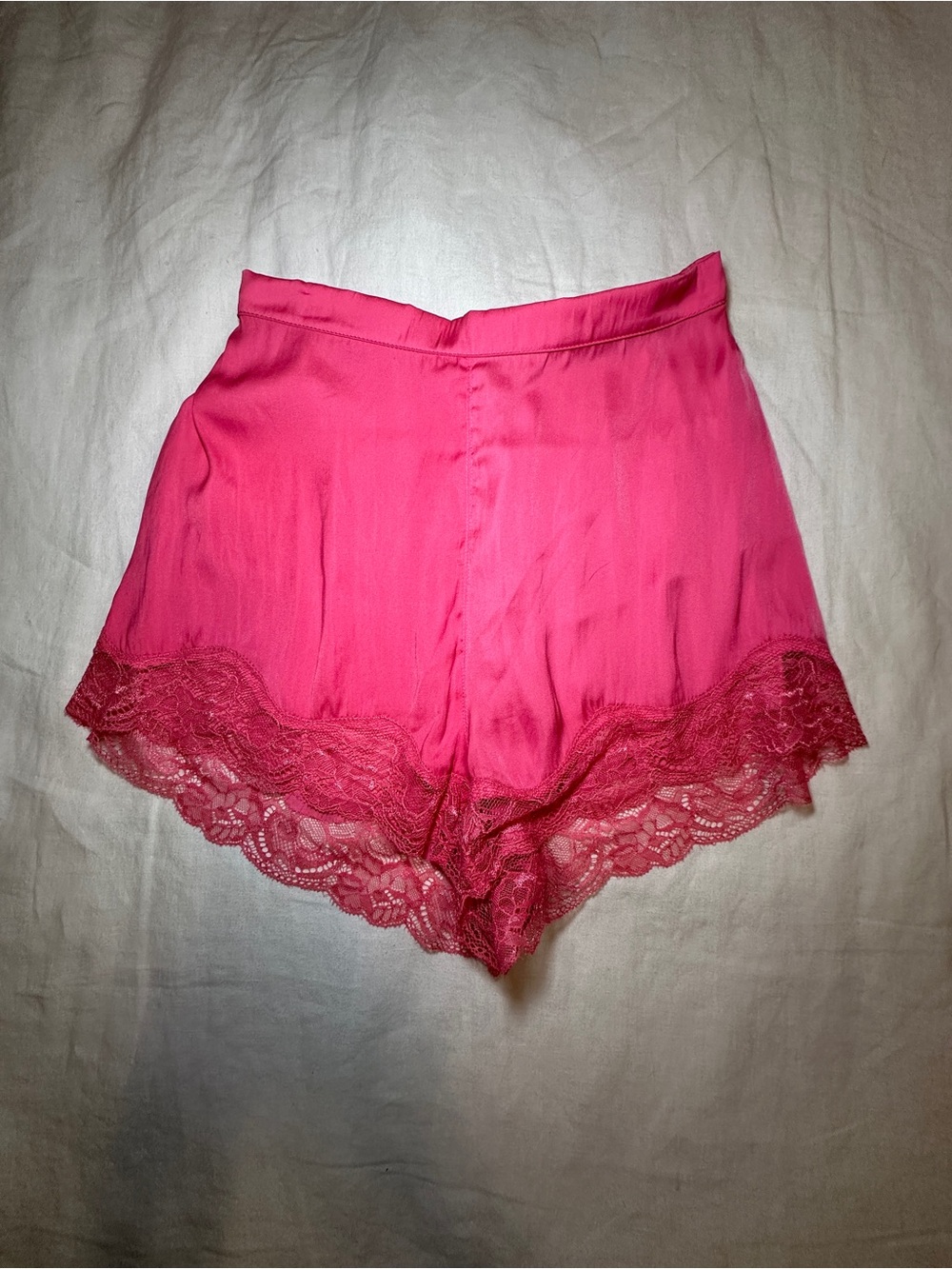 Victoria's Secret Hot Pink Satin Lace Trim Sleep Shorts